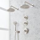 Shower System with Dual Showerheads and Hand Shower in Brushed Nickel