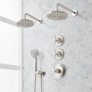Shower System with Dual Showerheads and Hand Shower in Brushed Nickel