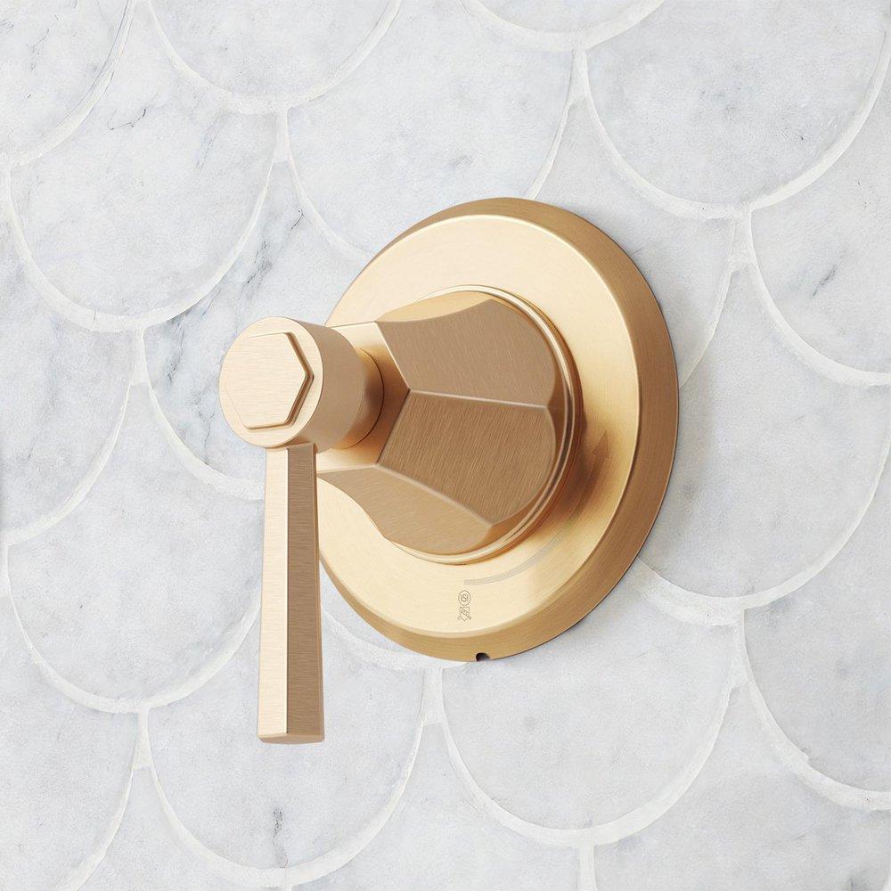 ELITA THERMOSTATIC SHOWER SYSTEM - DUAL SHOWERHEADS SLIDE BAR AND HAND SHOWER-LEVER-BRUSHED GOLD 