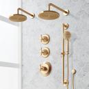ELITA THERMOSTATIC SHOWER SYSTEM - DUAL SHOWERHEADS SLIDE BAR AND HAND SHOWER-CROSS-BRUSHED GOLD 