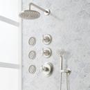 ELITA THERMOSTATIC SHOWER SYSTEM WITH 3 BODY SPRAYS AND HAND SHOWER - CROSS HANDLES - BRUSHED NICKEL 