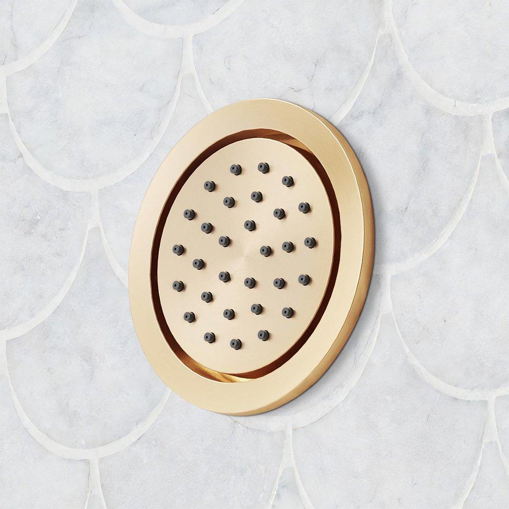 ELITA THERMOSTATIC SHOWER SYSTEM - 3 BODY SPRAYS SLIDE BAR AND HAND SHOWER - LEVER - BRUSHED GOLD 