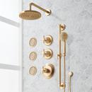 ELITA THERMOSTATIC SHOWER SYSTEM - 3 BODY SPRAYS SLIDE BAR AND HAND SHOWER - CROSS - BRUSHED GOLD 