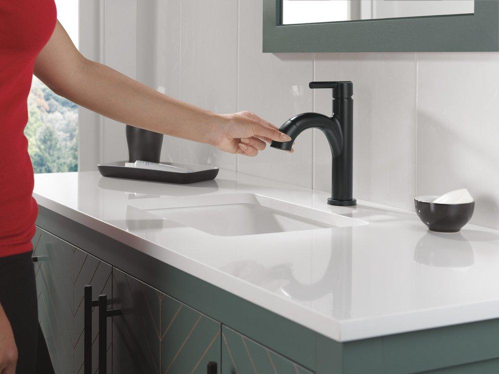 Single Handle Monoblock Bathroom Sink Faucet in Matte Black 