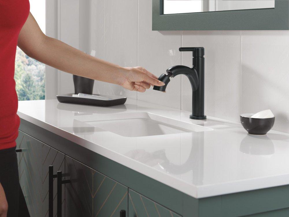 Single Handle Monoblock Bathroom Sink Faucet in Matte Black 