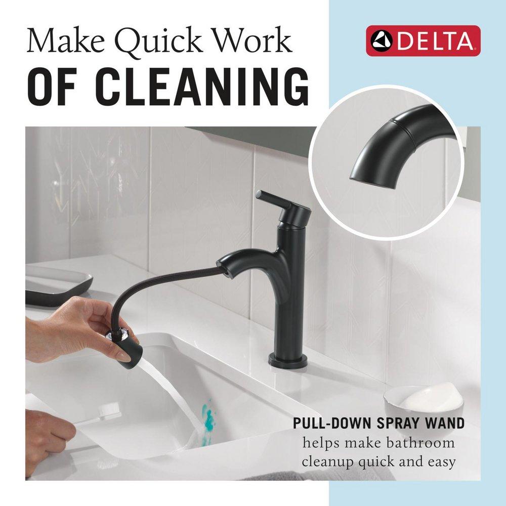 Single Handle Monoblock Bathroom Sink Faucet in Matte Black 