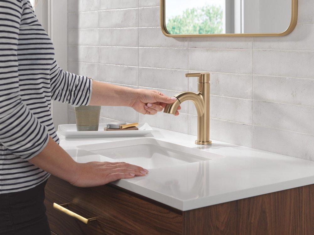 Single Handle Monoblock Bathroom Sink Faucet in Champagne Bronze 