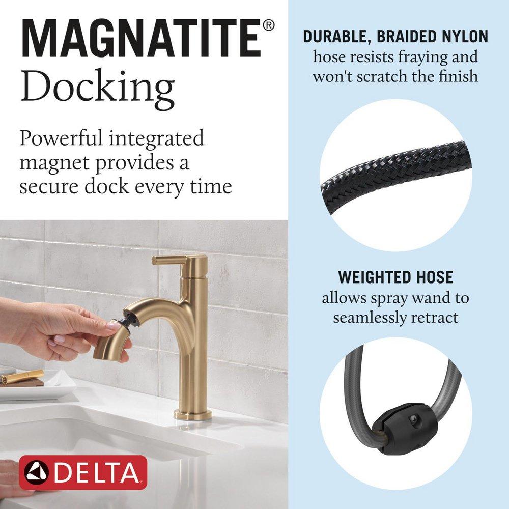 Single Handle Monoblock Bathroom Sink Faucet in Champagne Bronze 