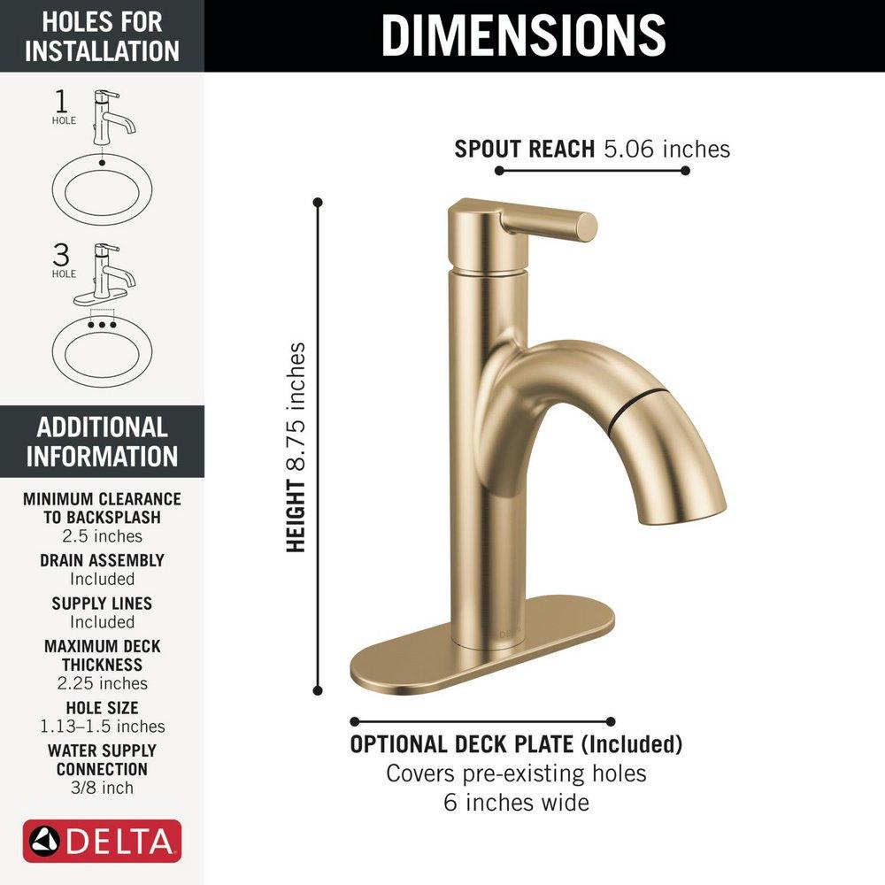 Single Handle Monoblock Bathroom Sink Faucet in Champagne Bronze 