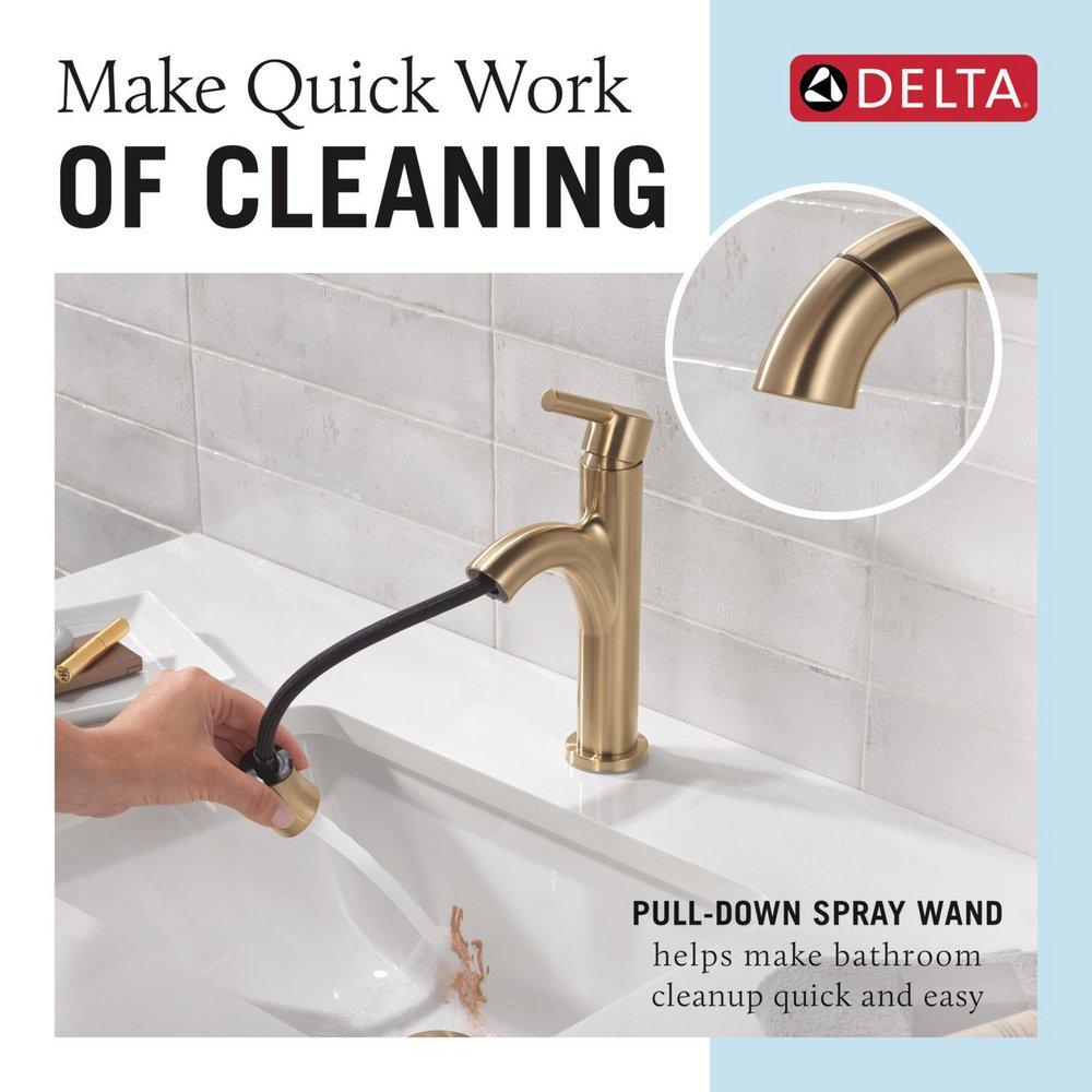 Single Handle Monoblock Bathroom Sink Faucet in Champagne Bronze 