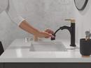 Single Handle Monoblock Bathroom Sink Faucet in Matte Black with Champagne Bronze 