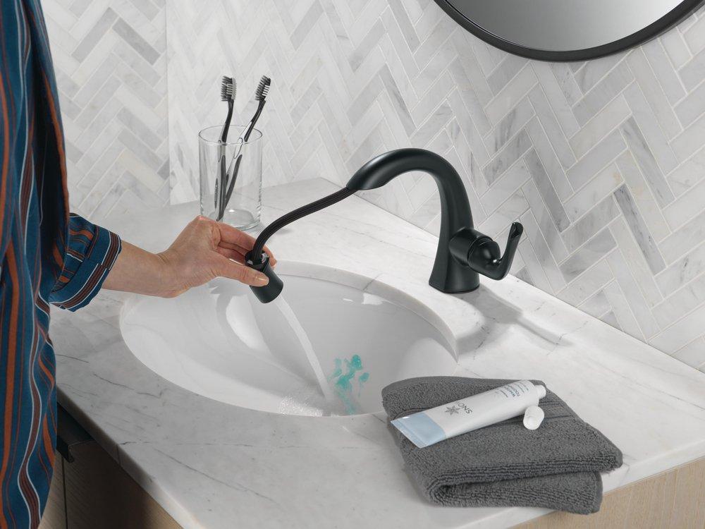Single Handle Monoblock Bathroom Sink Faucet in Matte Black 