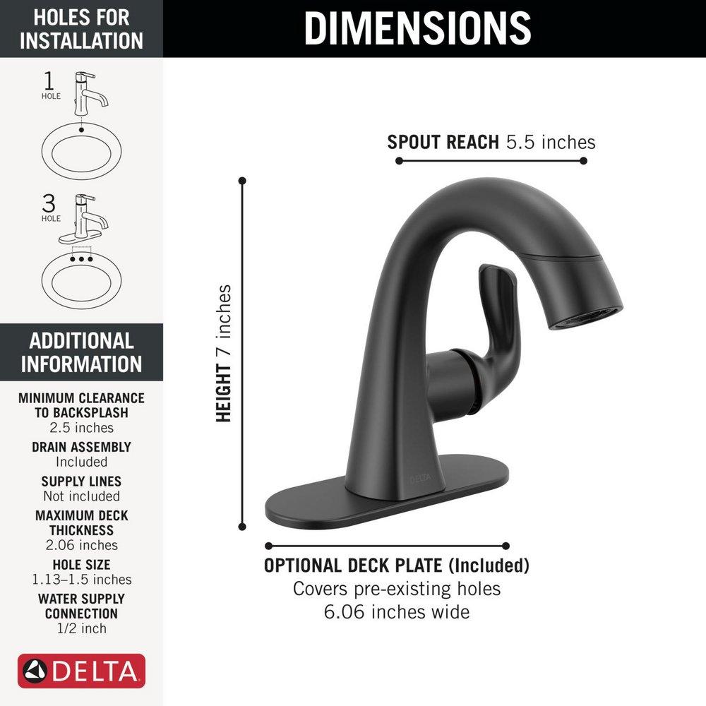 Single Handle Monoblock Bathroom Sink Faucet in Matte Black 