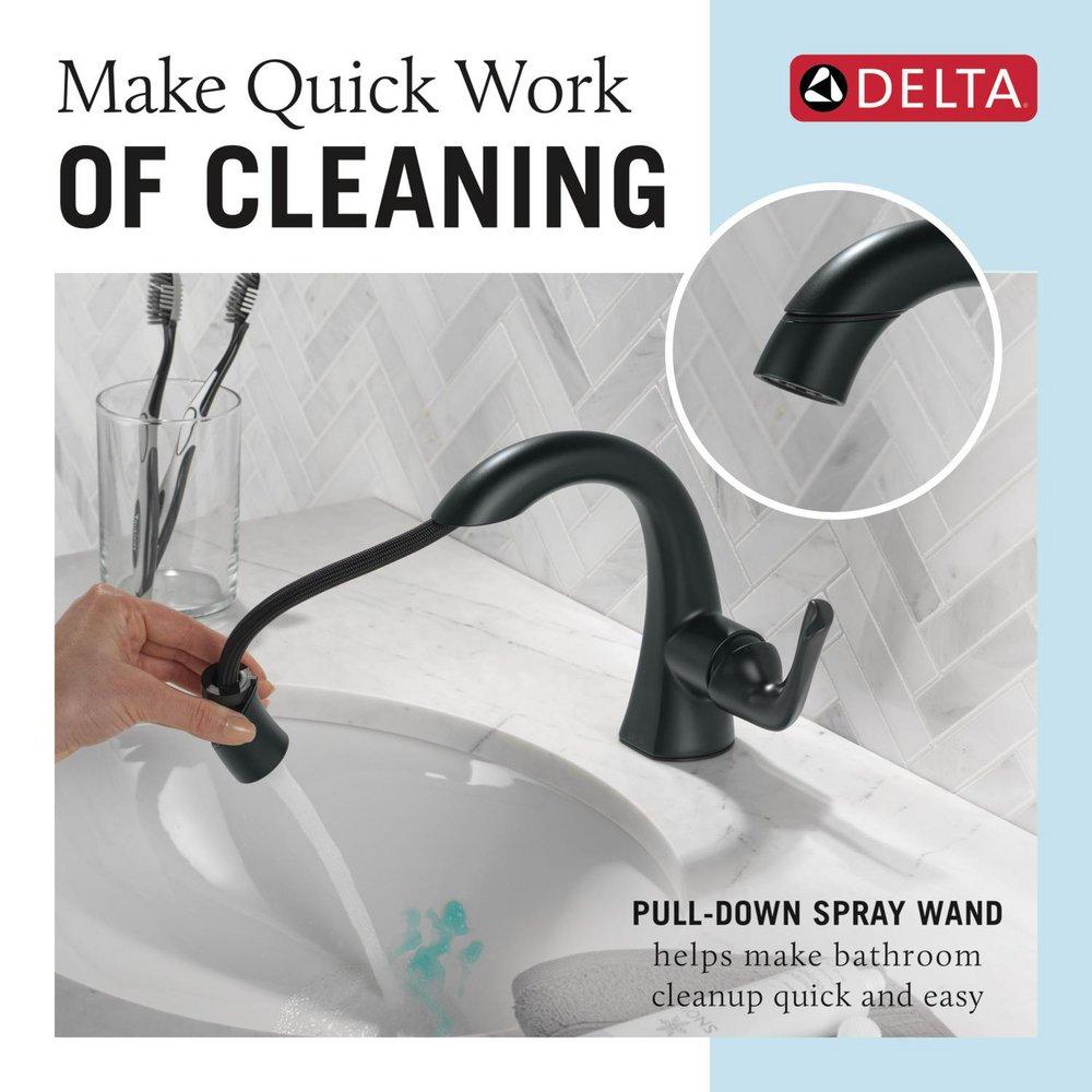 Single Handle Monoblock Bathroom Sink Faucet in Matte Black 