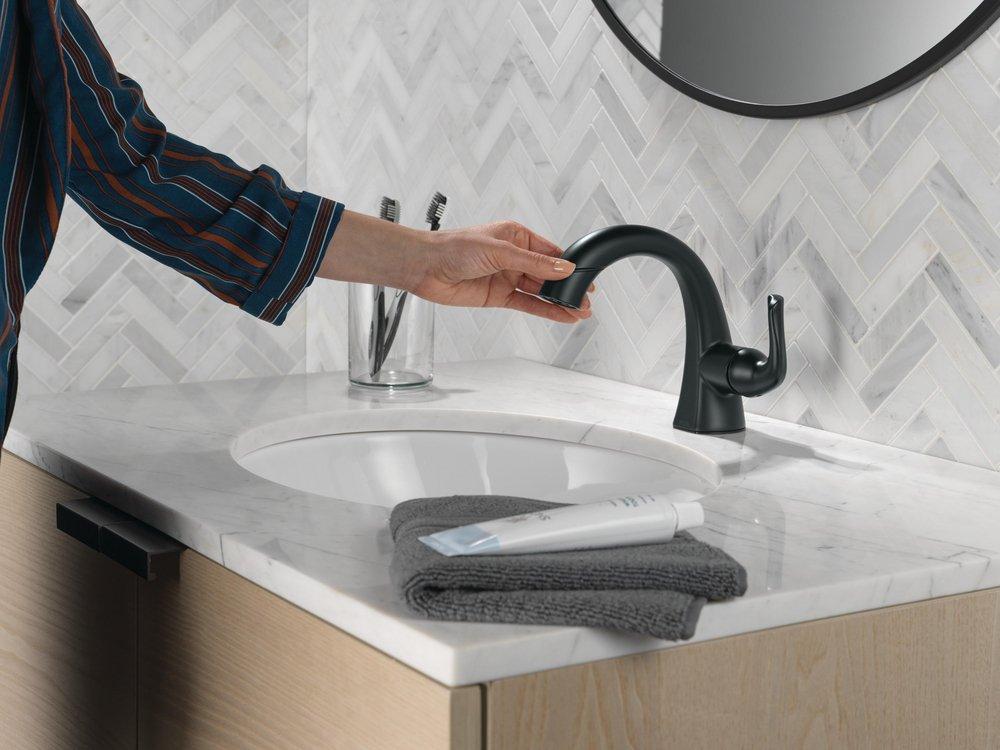 Single Handle Monoblock Bathroom Sink Faucet in Matte Black 