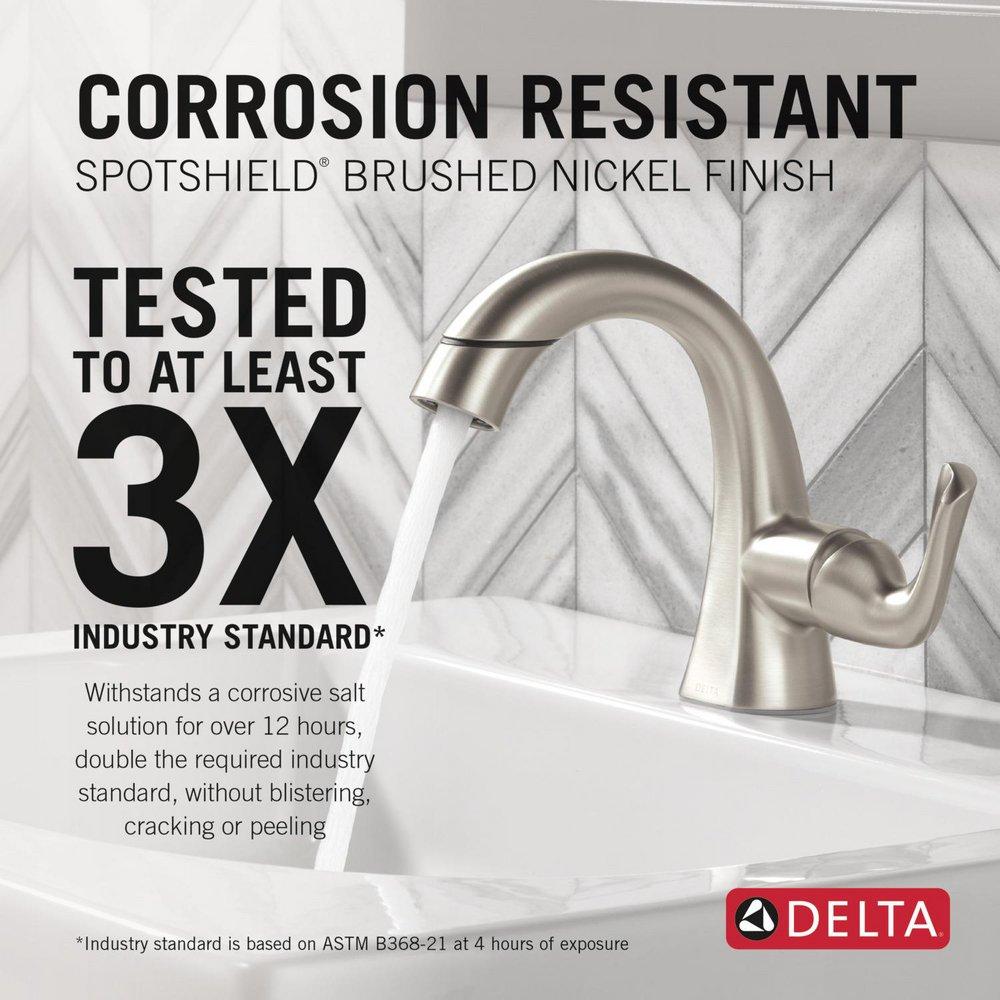Single Handle Monoblock Bathroom Sink Faucet in SpotShield&reg; Brushed Nickel 