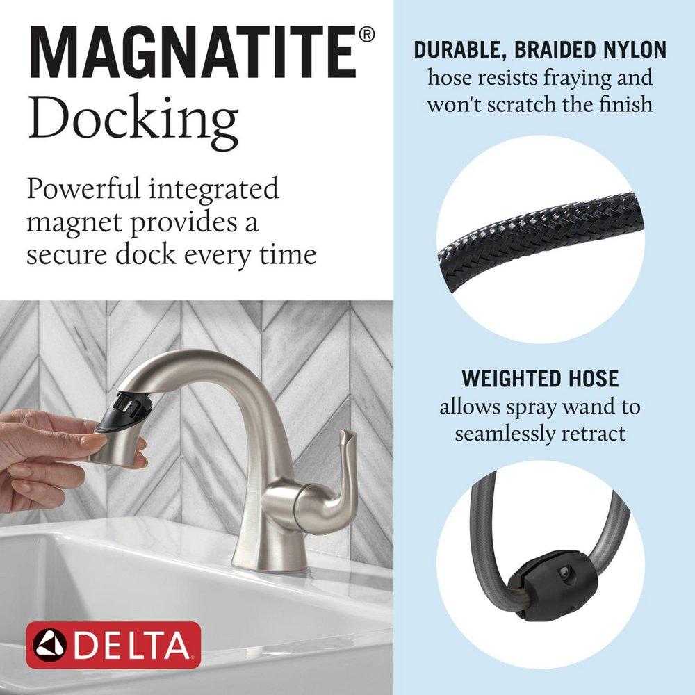 Single Handle Monoblock Bathroom Sink Faucet in SpotShield&reg; Brushed Nickel 