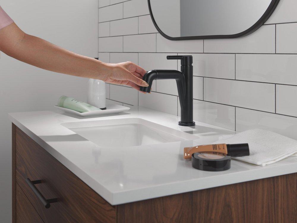 Single Handle Monoblock Bathroom Sink Faucet in Matte Black 