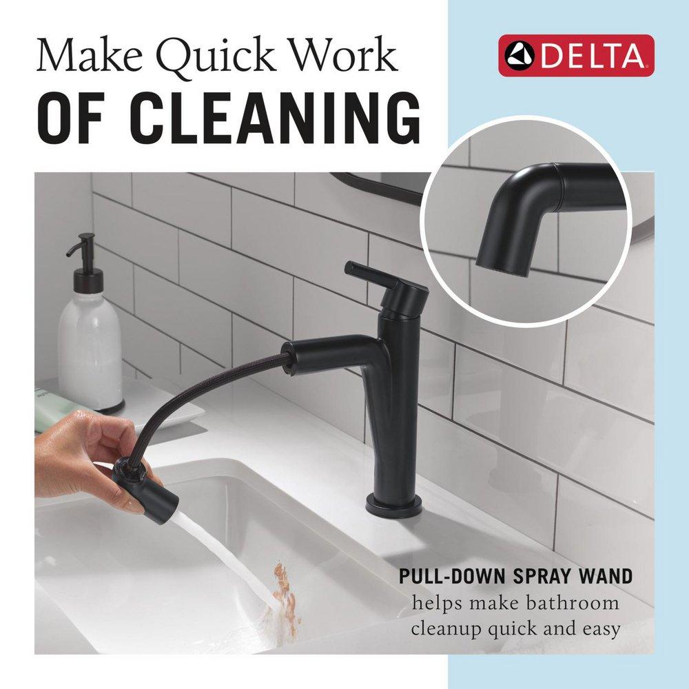 Single Handle Monoblock Bathroom Sink Faucet in Matte Black 