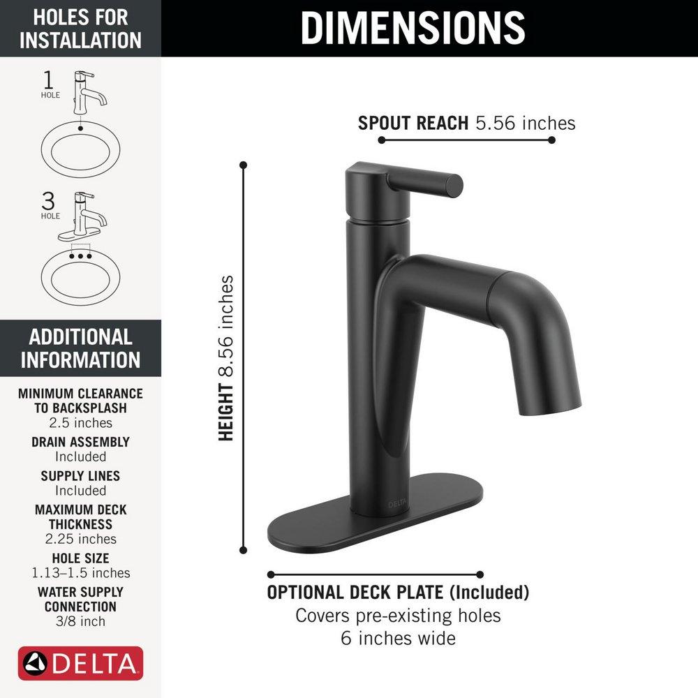 Single Handle Monoblock Bathroom Sink Faucet in Matte Black 