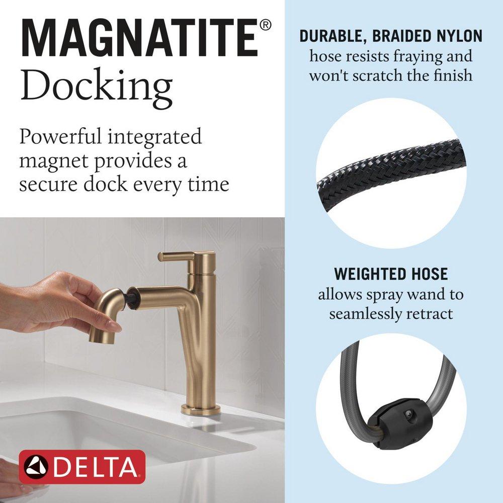 Single Handle Monoblock Bathroom Sink Faucet in Champagne Bronze 