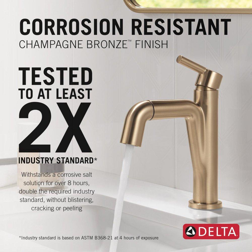 Single Handle Monoblock Bathroom Sink Faucet in Champagne Bronze 