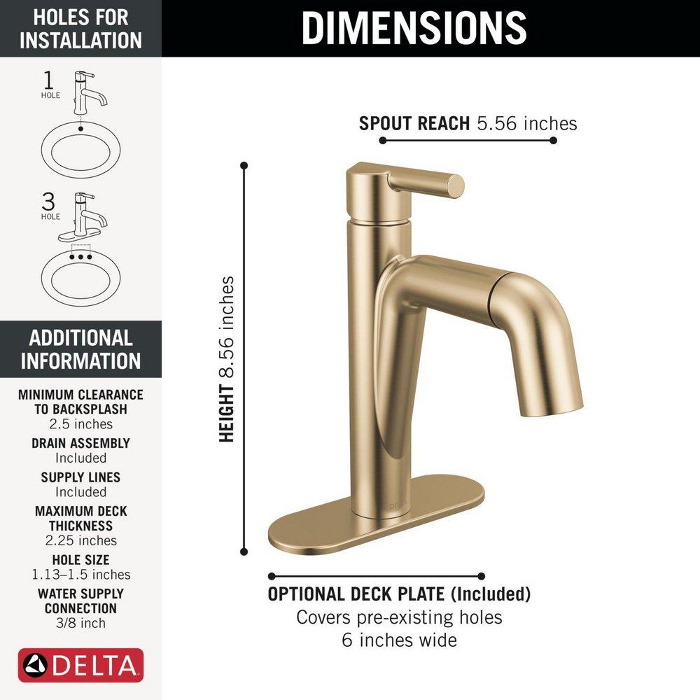 Single Handle Monoblock Bathroom Sink Faucet in Champagne Bronze 