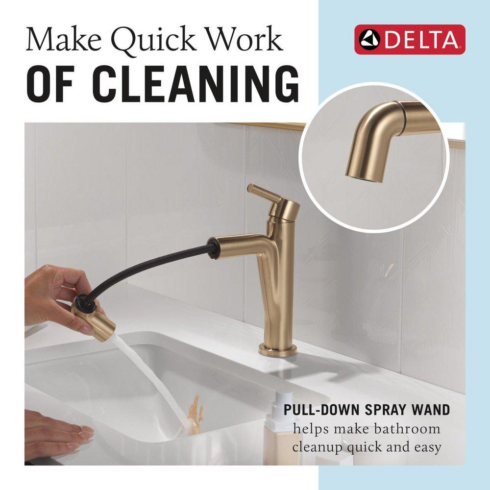 Single Handle Monoblock Bathroom Sink Faucet in Champagne Bronze 