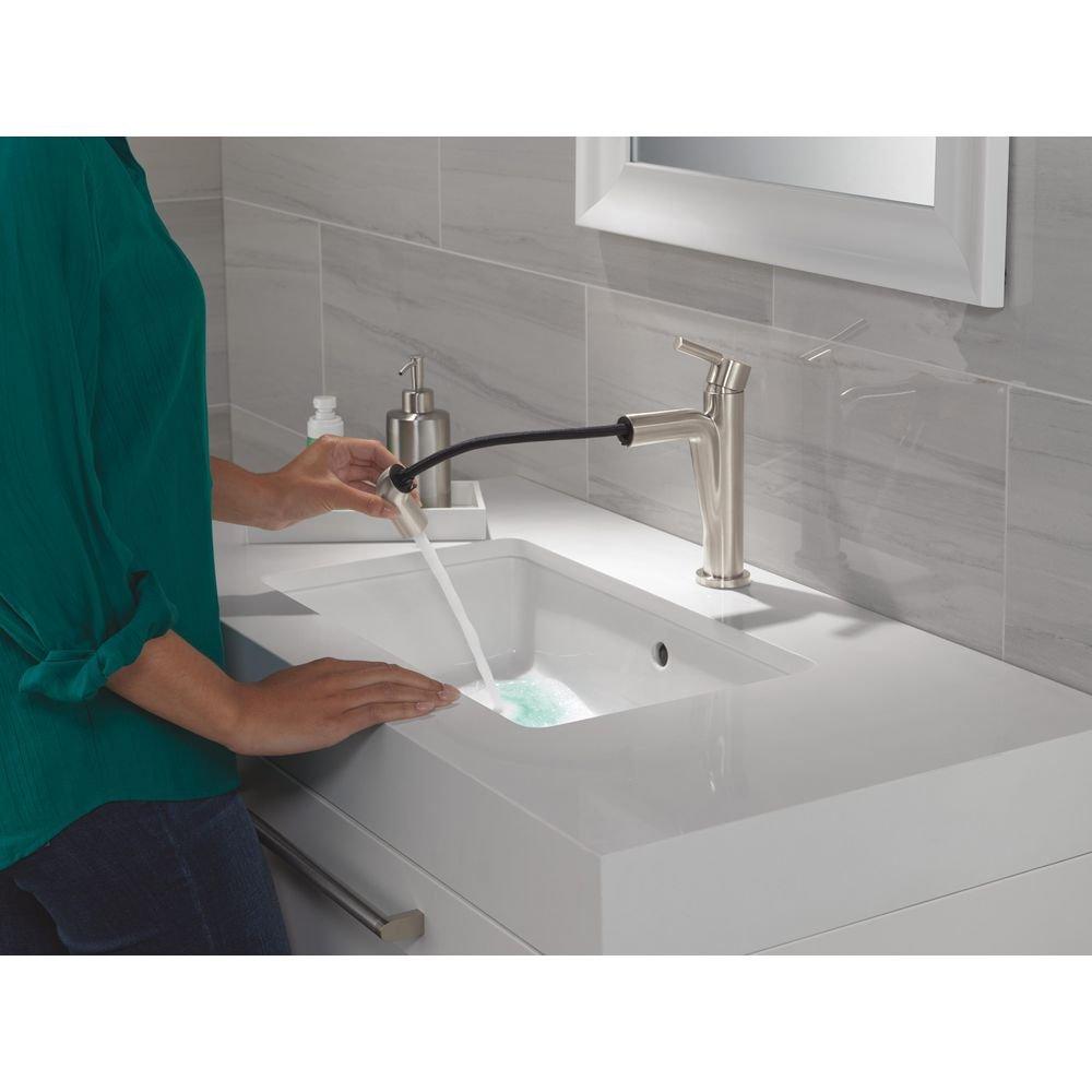 Single Handle Monoblock Bathroom Sink Faucet in Stainless 