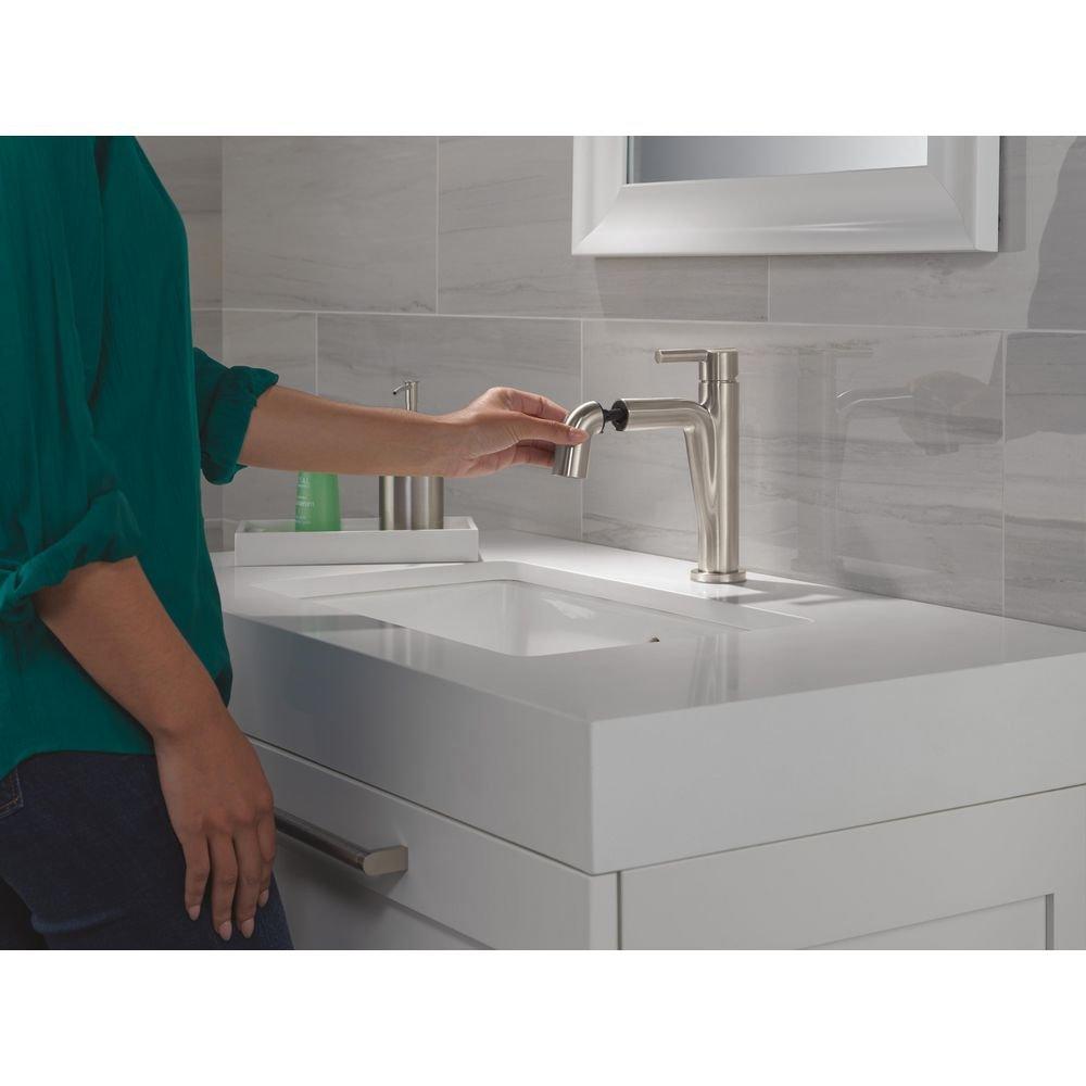 Single Handle Monoblock Bathroom Sink Faucet in Stainless 