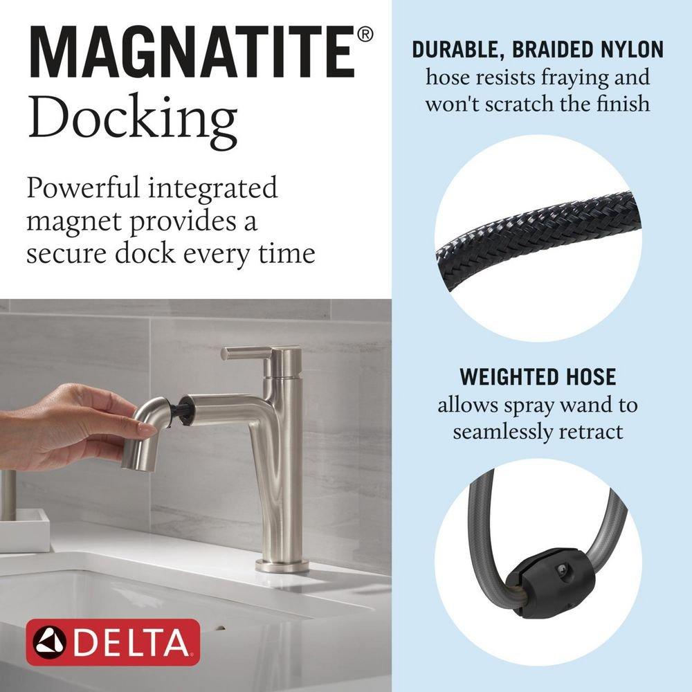 Single Handle Monoblock Bathroom Sink Faucet in Stainless 