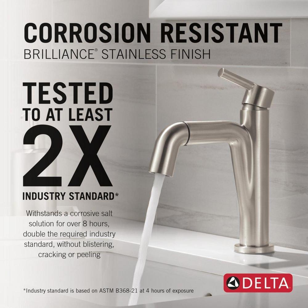 Single Handle Monoblock Bathroom Sink Faucet in Stainless 