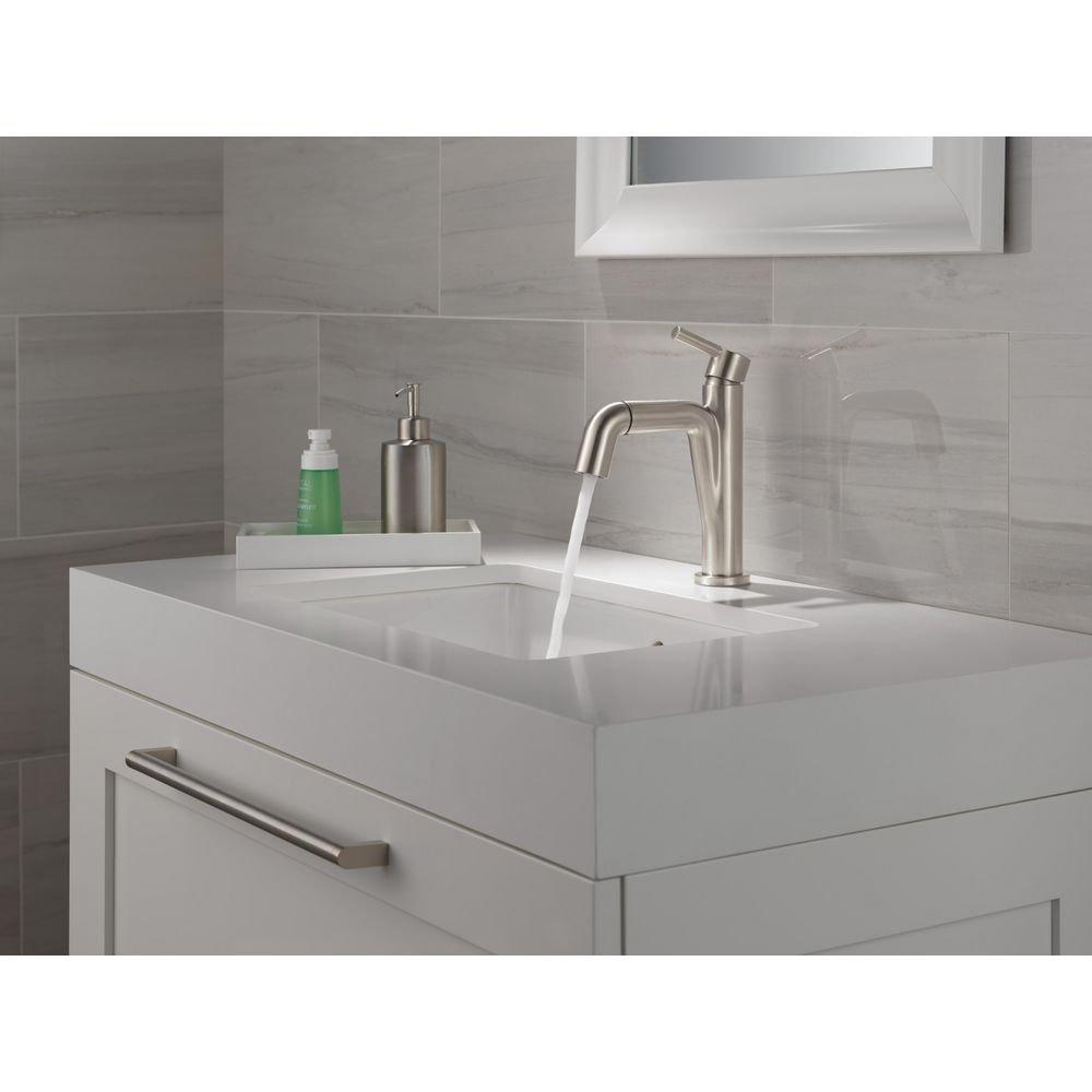Single Handle Monoblock Bathroom Sink Faucet in Stainless 