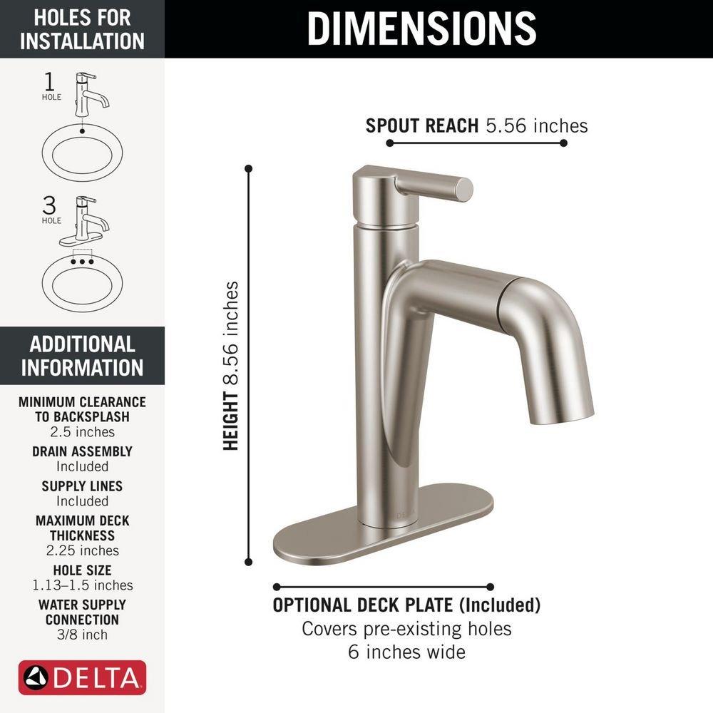 Single Handle Monoblock Bathroom Sink Faucet in Stainless 