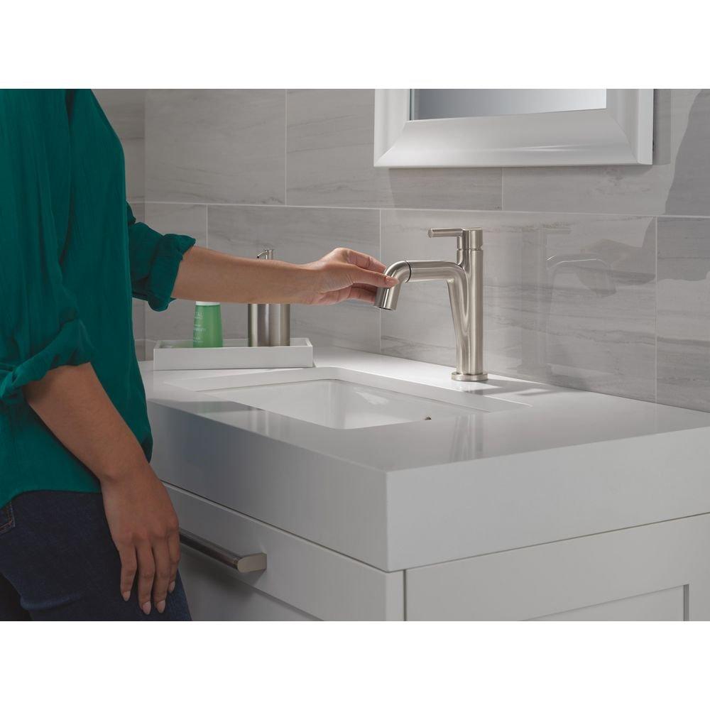 Single Handle Monoblock Bathroom Sink Faucet in Stainless 