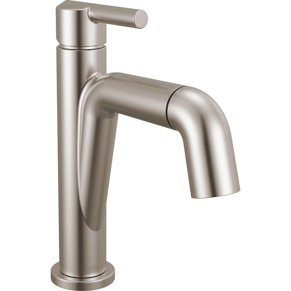 Single Handle Monoblock Bathroom Sink Faucet in Stainless 