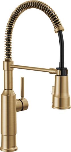 Single Handle Pull Down Kitchen Faucet in Champagne Bronze