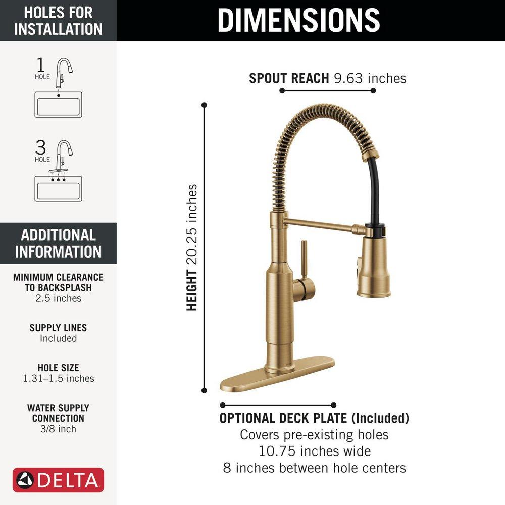 Single Handle Pull Down Kitchen Faucet in Champagne Bronze 