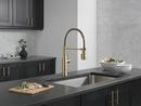 Single Handle Pull Down Kitchen Faucet in Champagne Bronze 