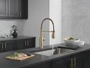 Single Handle Pull Down Kitchen Faucet in Champagne Bronze 