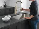 Single Handle Pull Down Kitchen Faucet in Champagne Bronze 