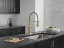 Single Handle Pull Down Kitchen Faucet in Champagne Bronze 