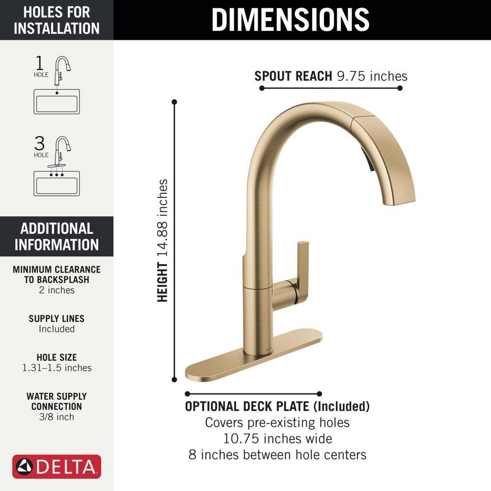 Single Handle Pull Down Kitchen Faucet in Champagne Bronze 