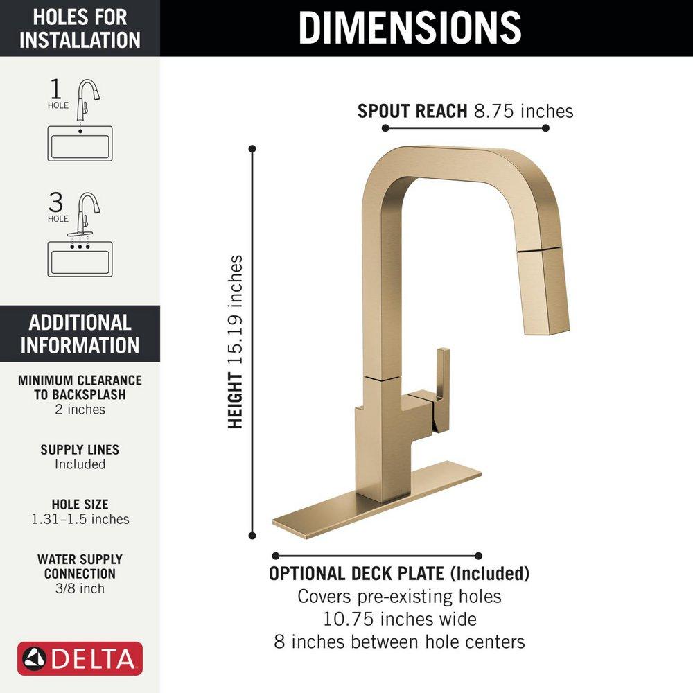 Single Handle Pull Down Kitchen Faucet in Champagne Bronze 