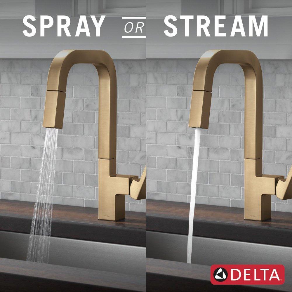 Single Handle Pull Down Kitchen Faucet in Champagne Bronze 