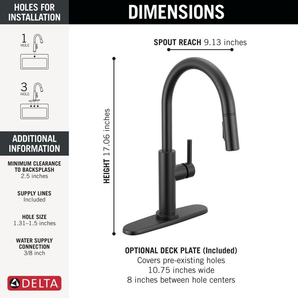 Single Handle Pull Down Kitchen Faucet in Matte Black 