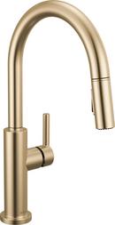 Single Handle Pull Down Kitchen Faucet in Champagne Bronze