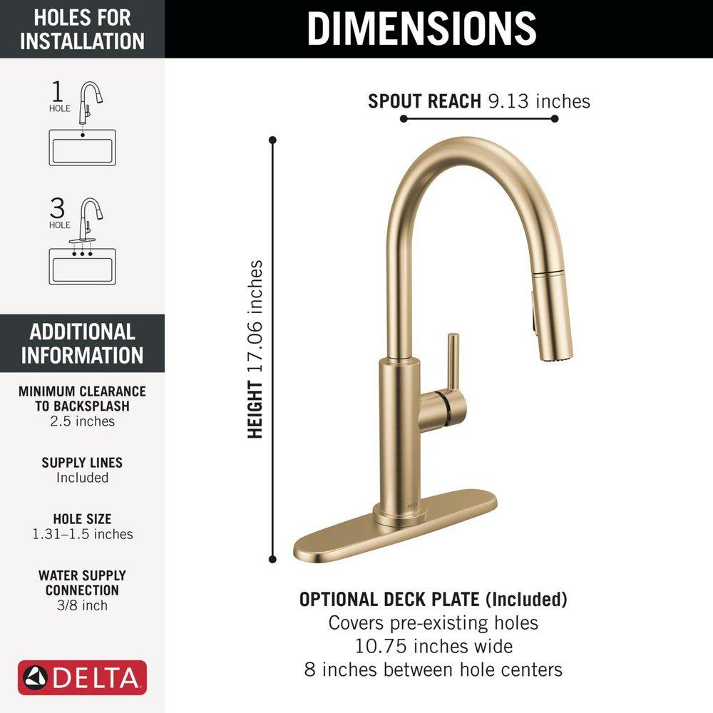 Single Handle Pull Down Kitchen Faucet in Champagne Bronze 