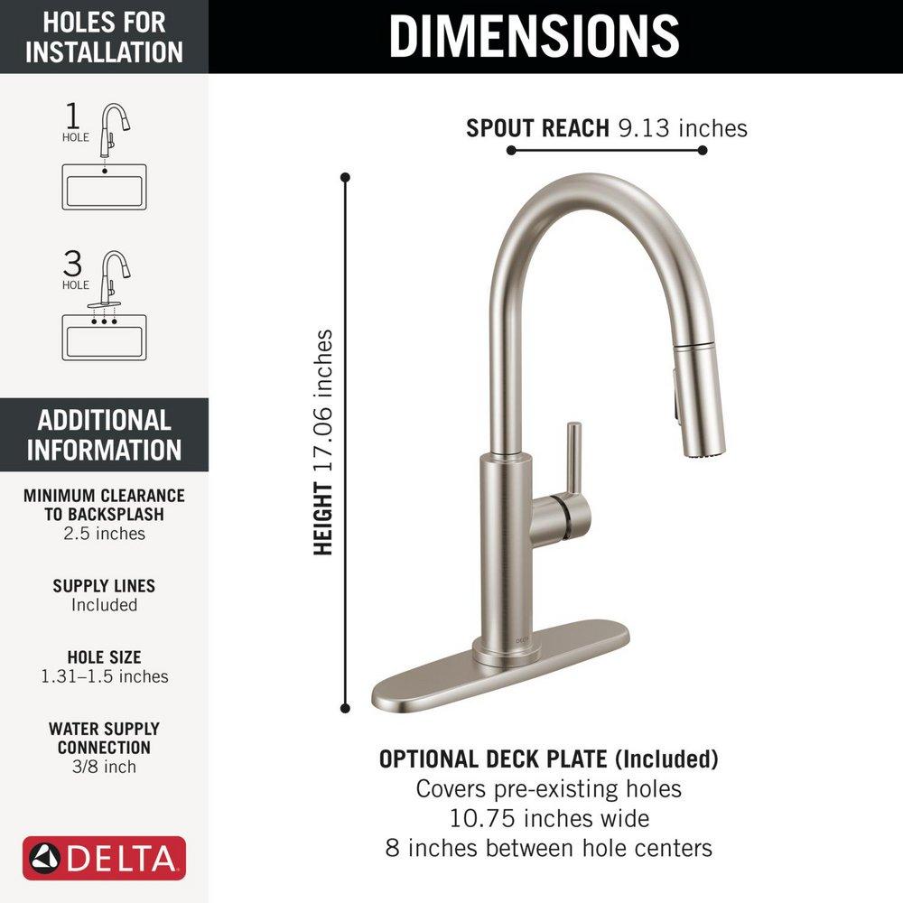 Single Handle Pull Down Kitchen Faucet in Stainless 