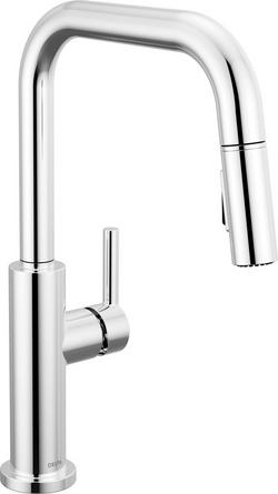 Single Handle Pull Down Kitchen Faucet with Side Spray in Chrome
